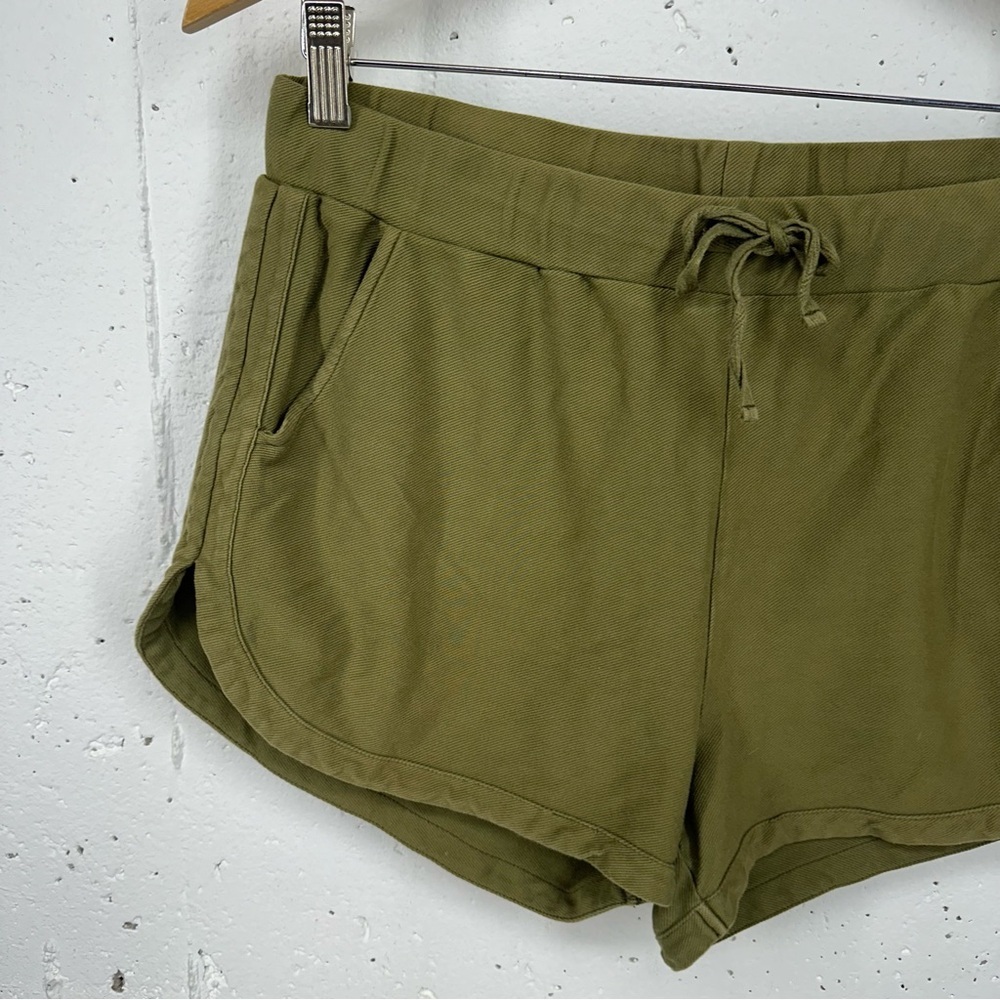 Bobi Los Angeles Size Medium Olive Green Knit Twill Shorts - Picture 4 of 12